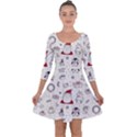 Cute Christmas Doodles Seamless Pattern Quarter Sleeve Skater Dress View1