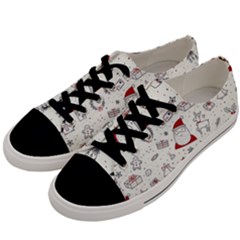 Cute Christmas Doodles Seamless Pattern Men s Low Top Canvas Sneakers