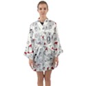 Cute Christmas Doodles Seamless Pattern Long Sleeve Satin Kimono View1