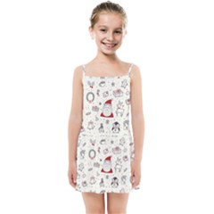 Cute Christmas Doodles Seamless Pattern Kids  Summer Sun Dress