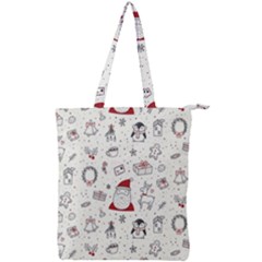 Cute Christmas Doodles Seamless Pattern Double Zip Up Tote Bag