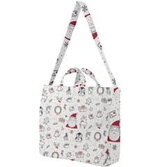Cute Christmas Doodles Seamless Pattern Square Shoulder Tote Bag
