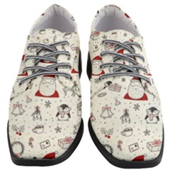 Cute Christmas Doodles Seamless Pattern Women Heeled Oxford Shoes