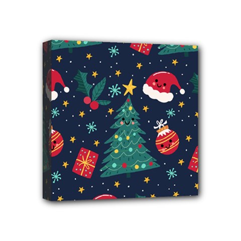 Colorful Funny Christmas Pattern Mini Canvas 4  x 4  (Stretched)