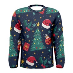 Colorful Funny Christmas Pattern Men s Long Sleeve Tee