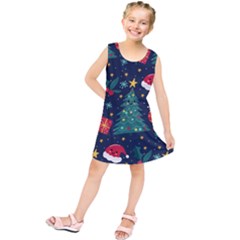 Colorful Funny Christmas Pattern Kids  Tunic Dress