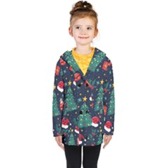 Colorful Funny Christmas Pattern Kids  Double Breasted Button Coat