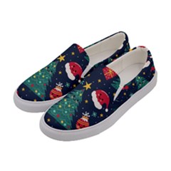 Colorful Funny Christmas Pattern Women s Canvas Slip Ons