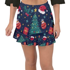 Colorful Funny Christmas Pattern Fishtail Mini Chiffon Skirt