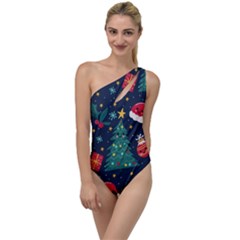 Colorful Funny Christmas Pattern To One Side Swimsuit