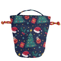 Colorful Funny Christmas Pattern Drawstring Bucket Bag by Vaneshart