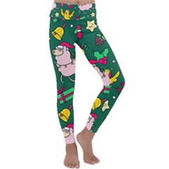 Funny Decoration Christmas Pattern Background Kids  Lightweight Velour Classic Yoga Leggings by Vaneshart