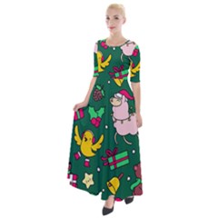 Funny Decoration Christmas Pattern Background Half Sleeves Maxi Dress by Vaneshart