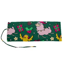 Funny Decoration Christmas Pattern Background Roll Up Canvas Pencil Holder (s) by Vaneshart