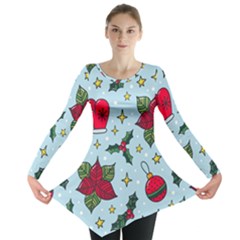 Colorful Funny Christmas Pattern Long Sleeve Tunic  by Vaneshart