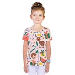 Colorful Funny Christmas Pattern Kids  One Piece Tee