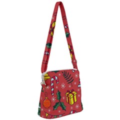 Colorful Funny Christmas Pattern Zipper Messenger Bag