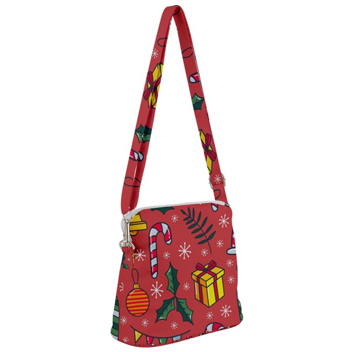 Colorful Funny Christmas Pattern Zipper Messenger Bag