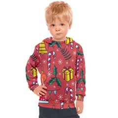 Colorful Funny Christmas Pattern Kids  Hooded Pullover by Vaneshart