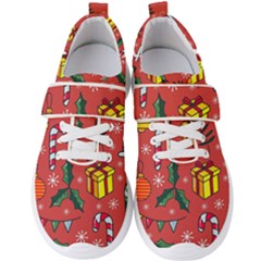Colorful Funny Christmas Pattern Men s Velcro Strap Shoes
