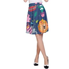 Funny Animal Christmas Pattern A-line Skirt by Vaneshart