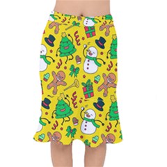 Funny Decoration Christmas Pattern Short Mermaid Skirt by Vaneshart