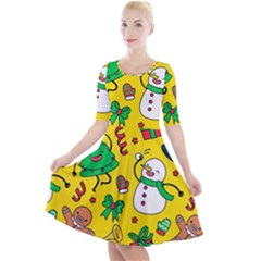 Funny Decoration Christmas Pattern Quarter Sleeve A-line Dress by Vaneshart