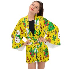 Funny Decoration Christmas Pattern Long Sleeve Kimono by Vaneshart