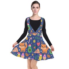 Colorful Funny Christmas Pattern Plunge Pinafore Dress by Vaneshart