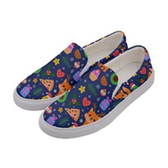 Colorful Funny Christmas Pattern Women s Canvas Slip Ons by Vaneshart