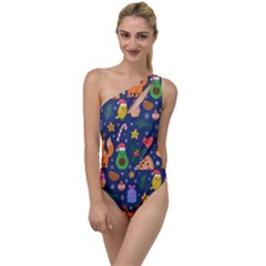 Colorful Funny Christmas Pattern To One Side Swimsuit by Vaneshart