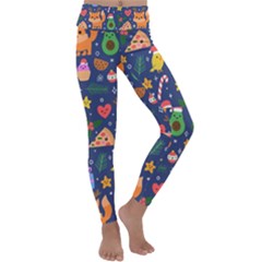 Colorful Funny Christmas Pattern Kids  Lightweight Velour Classic Yoga Leggings