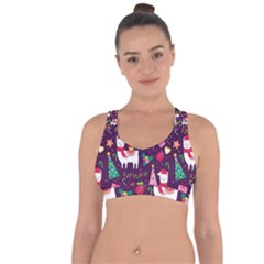 Colorful Funny Christmas Pattern Cross String Back Sports Bra by Vaneshart