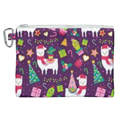 Colorful Funny Christmas Pattern Canvas Cosmetic Bag (xl) by Vaneshart