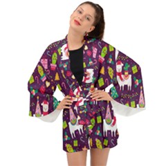 Colorful Funny Christmas Pattern Long Sleeve Kimono