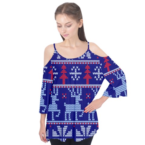 Knitted Christmas Pattern Flutter Tees by Vaneshart