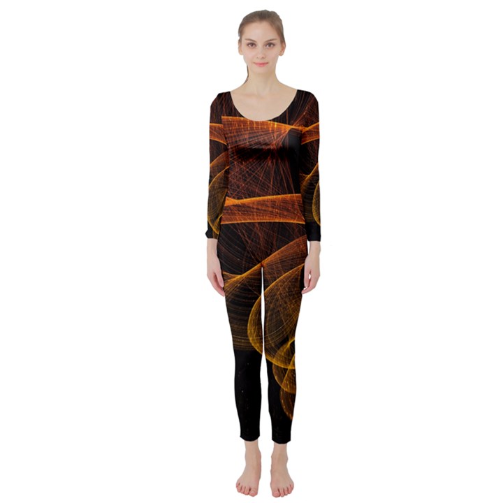 Circle Fractals Pattern Long Sleeve Catsuit