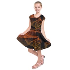 Circle Fractals Pattern Kids  Short Sleeve Dress by HermanTelo