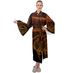 Circle Fractals Pattern Maxi Velour Kimono by HermanTelo