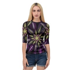 Fractal Flower Floral Abstract Quarter Sleeve Raglan Tee