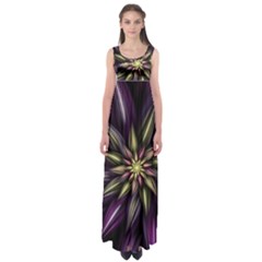 Fractal Flower Floral Abstract Empire Waist Maxi Dress