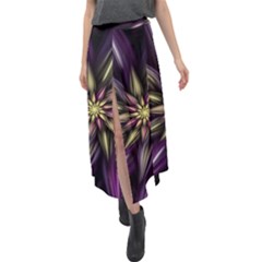 Fractal Flower Floral Abstract Velour Split Maxi Skirt