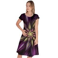 Fractal Flower Floral Abstract Classic Short Sleeve Dress