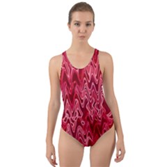 Background Abstract Surface Red Cut-out Back One Piece Swimsuit