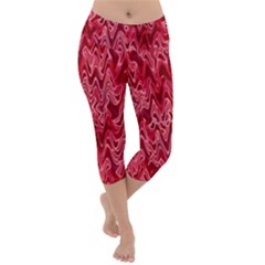 Background Abstract Surface Red Lightweight Velour Capri Yoga Leggings