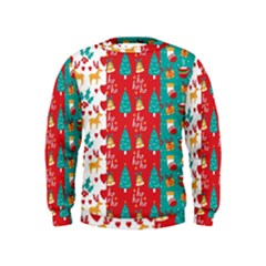 Funny Christmas Pattern Kids  Sweatshirt by Vaneshart