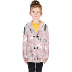 Winter Season Seamless Pattern Decoration Kids  Double Breasted Button Coat by Vaneshart