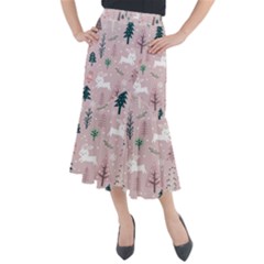 Winter Season Seamless Pattern Decoration Midi Mermaid Skirt