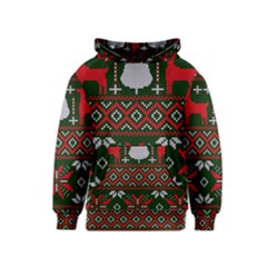 Christmas Pattern Knitted Design Kids  Pullover Hoodie