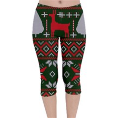 Christmas Pattern Knitted Design Velvet Capri Leggings  by Vaneshart